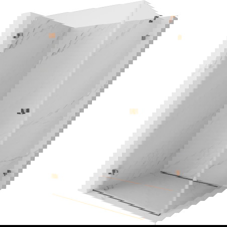 Mexen Lunar-B levo odpirna pršna kabina 90 x 80 cm, prozorna, rožnato zlato - 832-090-080-60-00-L