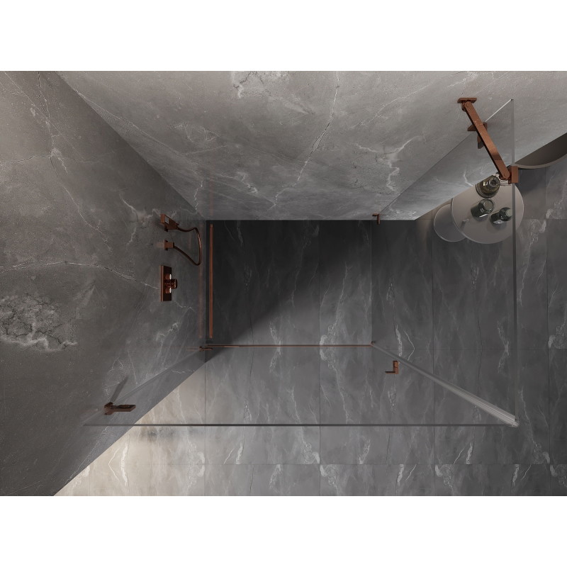 Mexen Lunar-B lijeva sklopiva tuš kabina 95 x 80 cm, prozirna, ružičasto zlato - 832-095-080-60-00-L