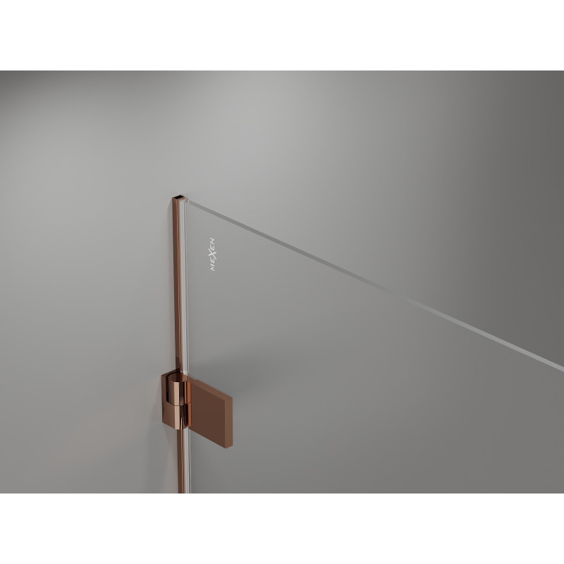 Mexen Lunar-B lijeva sklopiva tuš kabina 95 x 80 cm, prozirna, ružičasto zlato - 832-095-080-60-00-L
