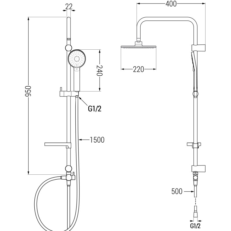 Mexen X40 columna de ducha, gris arma cepillado - 7984040091-66