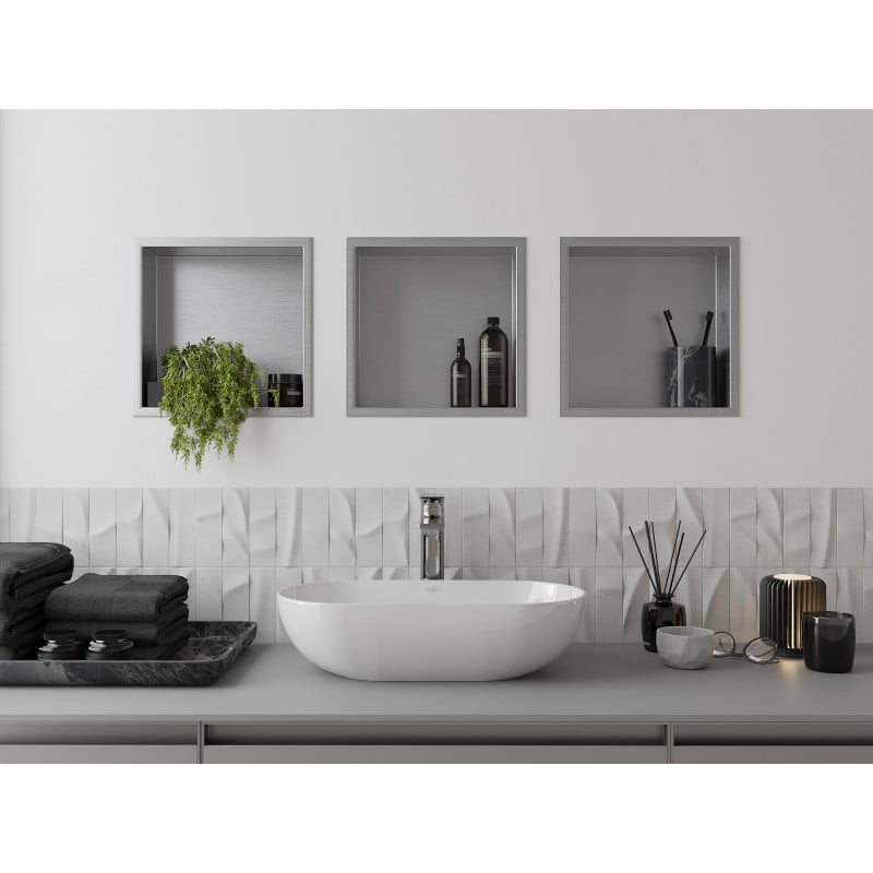 Mexen X-Wall-R półka wnękowa z kołnierzem 30 x 30 cm, inox - 1910303010