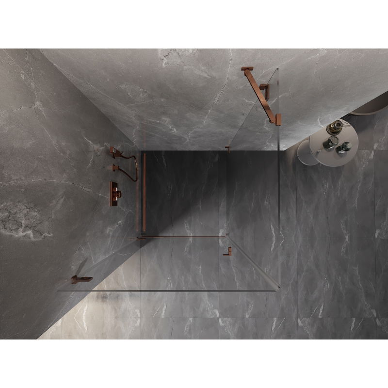 Mexen Lunar-B cabina doccia con apertura a sinistra 100 x 100 cm, trasparente, oro rosa - 832-100-100-60-00-L