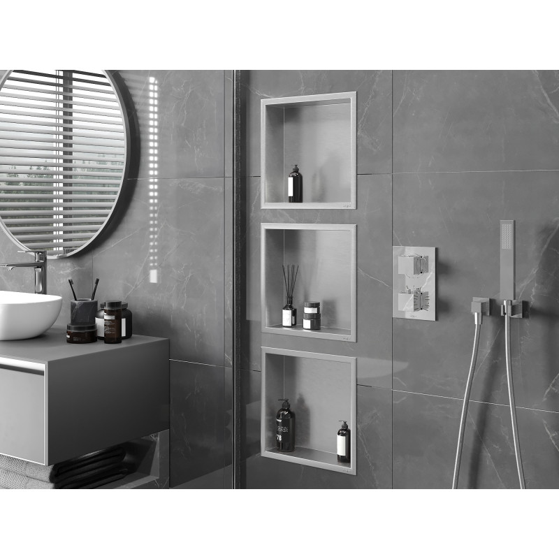 Mexen X-Wall-R nisplank met kraag 30 x 30 cm, inox - 1910303010