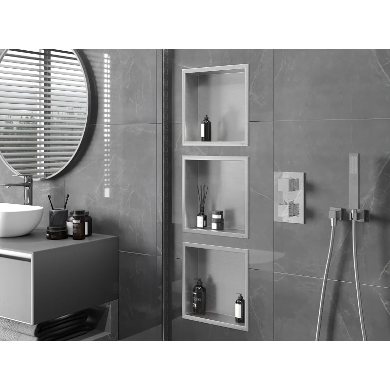 Mexen X-Wall-R udubljena polica s obrubom 30 x 30 cm, inox - 1910303010