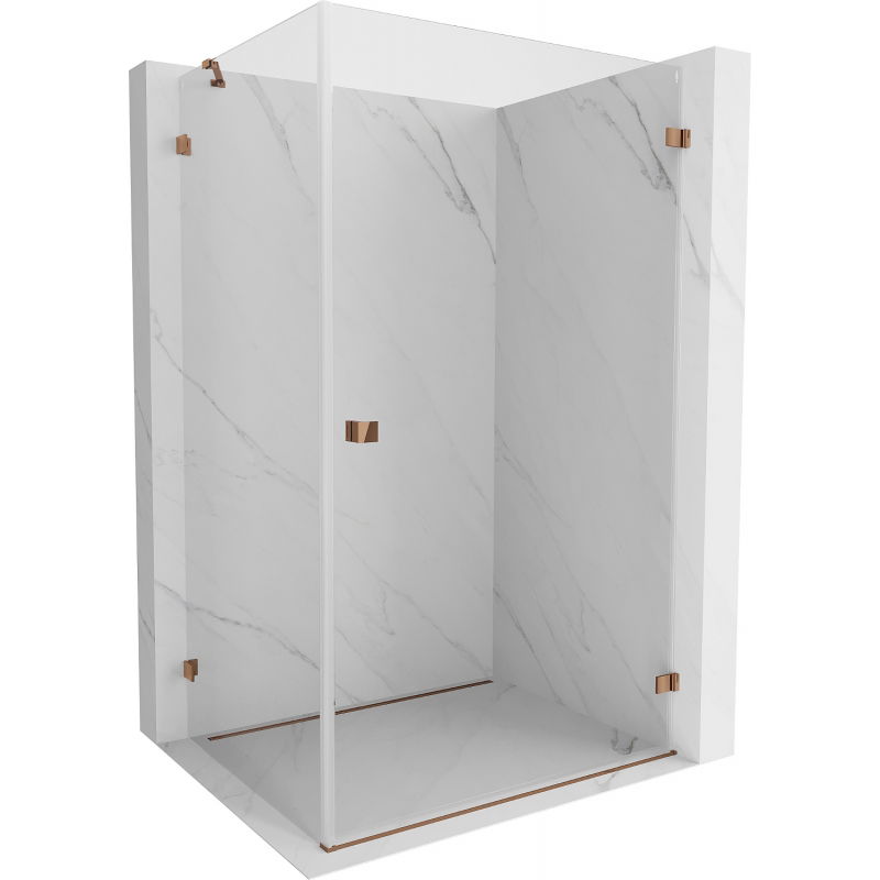 Mexen Lunar-B douchecabine scharnierend rechts 85 x 70 cm, transparant, roze goud - 832-085-070-60-00-P
