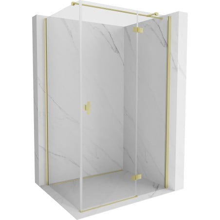 Mexen Mist H T Duschkabine Schwenkbar Rechts 90 x 85 cm, Transparent, Gebürstetes Gold - 8A5T-090-085-55-00-P