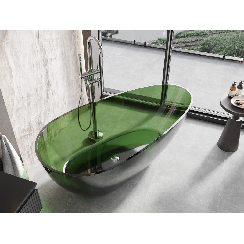 Mexen Glass freistehende transparente Badewanne 170 x 85 cm, Forest, Chrom-Ablauf - 58061708502