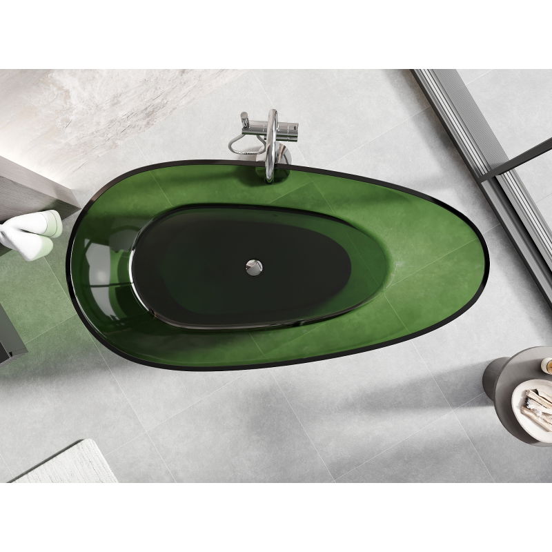 Mexen Glass foresta vasca da bagno autoportante trasparente 170 x 85 cm, tappo cromato - 58061708502