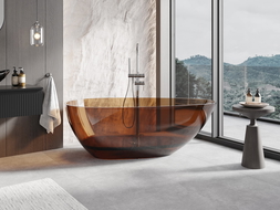 Mexen Glass Erde freistehende Badewanne transparent 170 x 85 cm, Chromabfluss - 58061708505