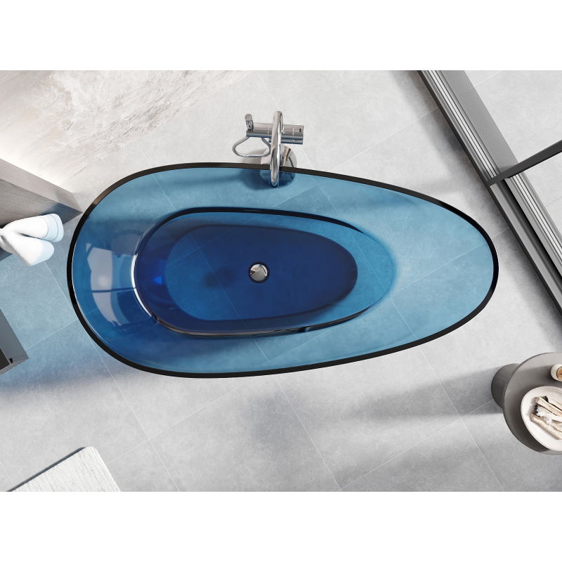 Mexen Glass denim baignoire autoportante transparente 170 x 85 cm, bonde chromée - 58061708507