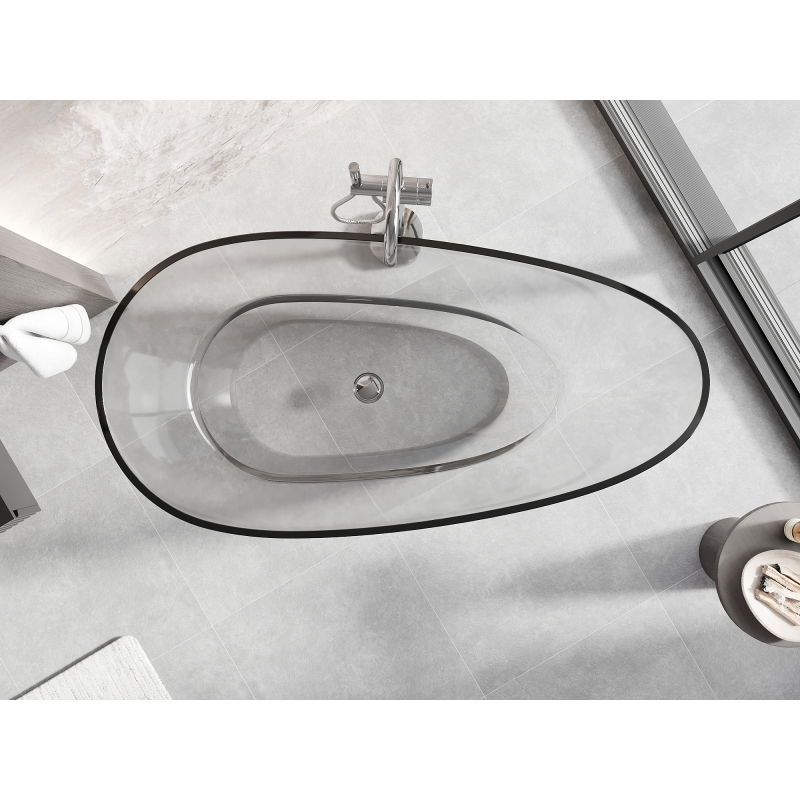 Mexen Glass διάφανη ελεύθερη μπανιέρα 170 x 85 cm, χρωμίου φελλός - 58061708508