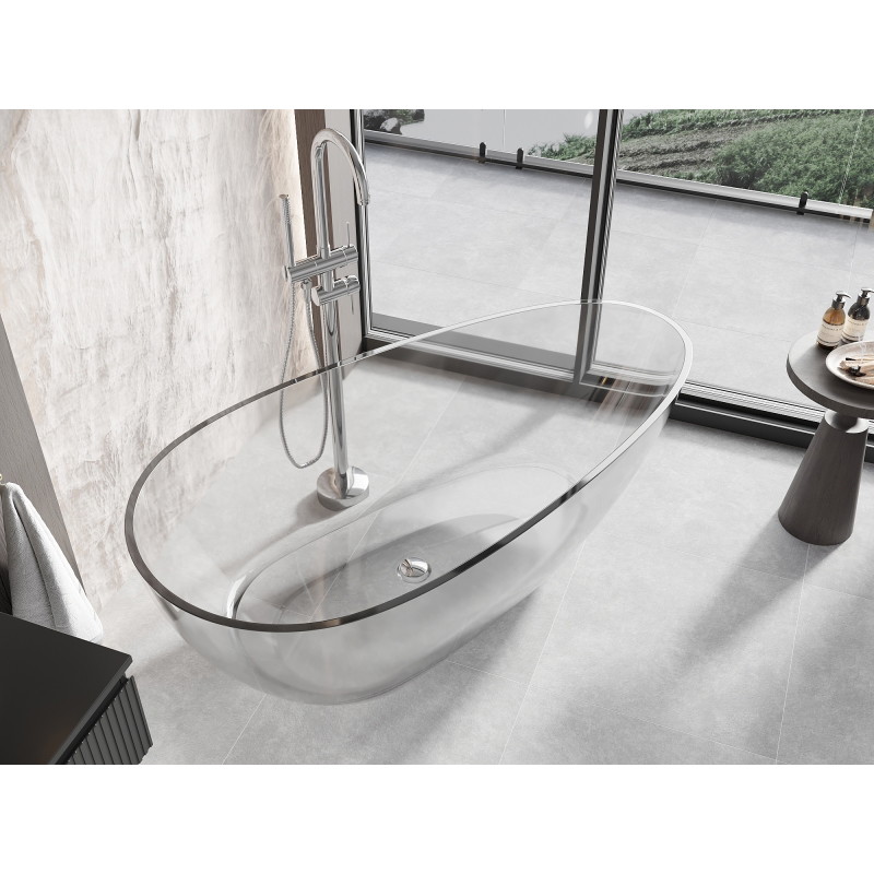 Mexen Glass bañera independiente transparente 170 x 85 cm, clear, tapón cromado - 58061708508