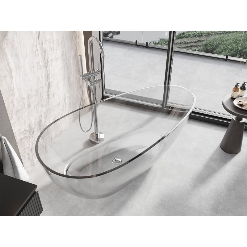 Mexen Glass clear wanna wolnostojąca transparentna 170 x 85 cm, korek chrom - 58061708508