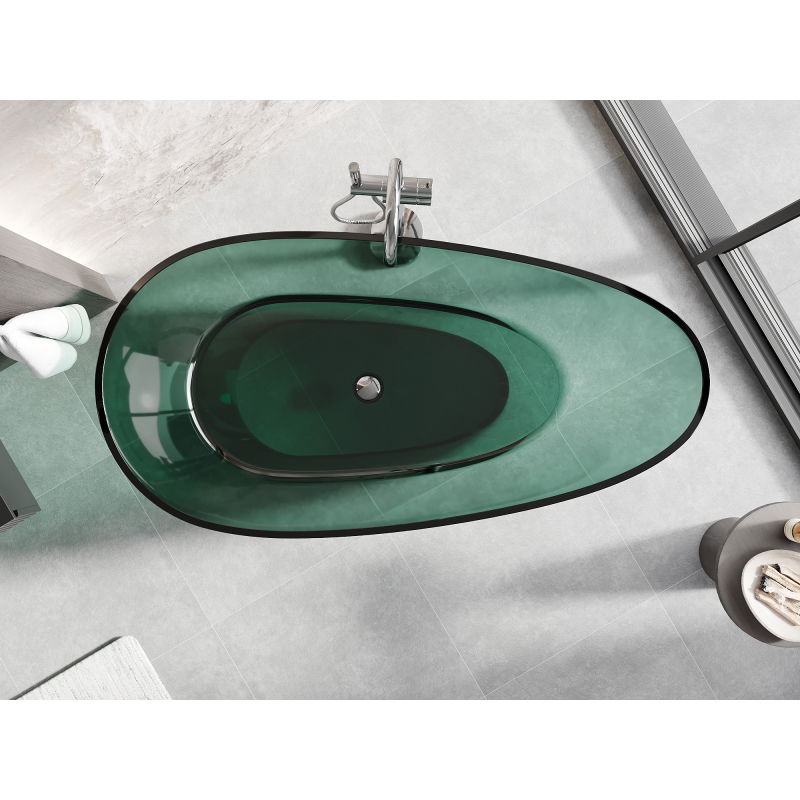 Mexen Glass vasca da bagno autoportante trasparente 170 x 85 cm, tappo cromato - 58061708511