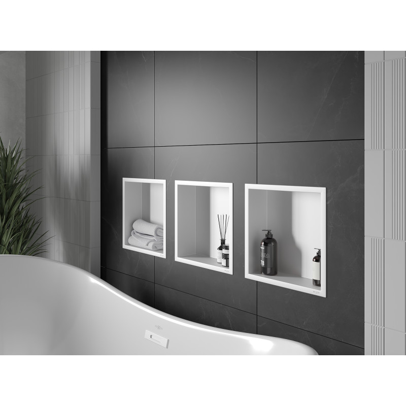 Mexen X-Wall-R étagère encastrée avec rebord 30 x 30 cm, blanche - 1920303010