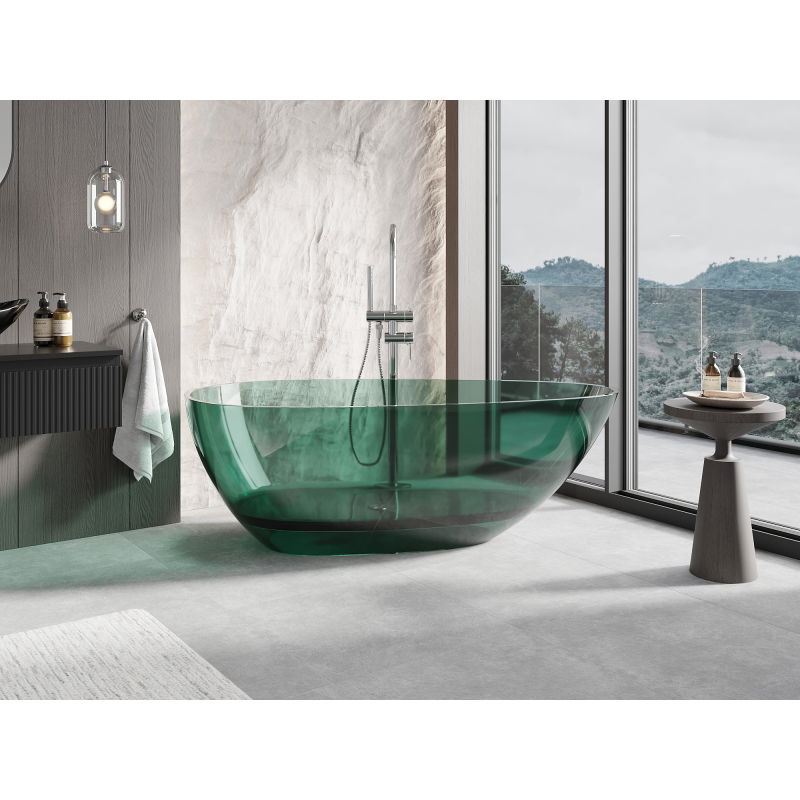 Mexen Glass Teal Freestanding Bath Transparent 170 x 85 cm, Chromed Plug - 58061708511