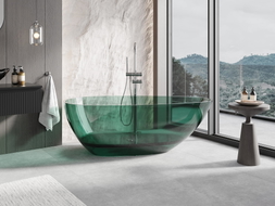 Mexen Glass freistehende transparente Badewanne 170 x 85 cm, teal, Chrom-Stopfen - 58061708511