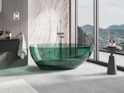 Mexen Glass vasca da bagno autoportante trasparente 170 x 85 cm, tappo cromato - 58061708511