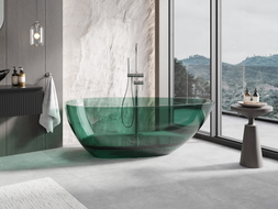 Mexen Glass vasca da bagno indipendente trasparente 170 x 85 cm, teal, tappo cromato - 58061708511