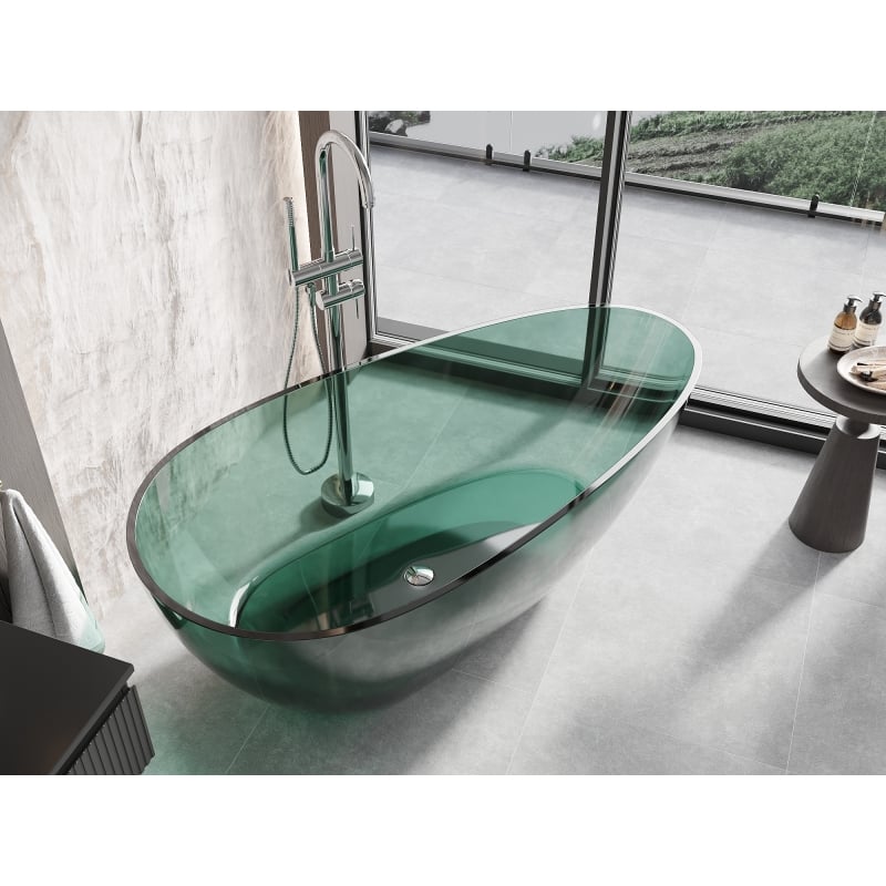 Mexen Glass vabalt seisev vann läbipaistev 170 x 85 cm, türkiissinine, kroom kork - 58061708511