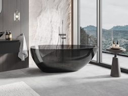 Mexen Glass schwarz freistehende transparente Badewanne 170 x 85 cm, Abflussstopfen Chrom - 58061708513 Mexen Glass schwarz freistehende transparente Badewanne 170 x 85 cm, Abflussstopfen Chrom - 58061708513