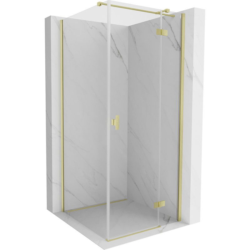 Mexen Mist H T Duschkabine, rechts öffnend, 100 x 100 cm, transparent, gebürstetes Gold - 8A5T-100-100-55-00-P