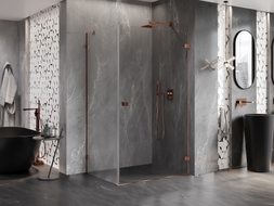 Mexen Lunar-B right-hand hinged shower cabin 100 x 80 cm, transparent, rose gold - 832-100-080-60-00-P
