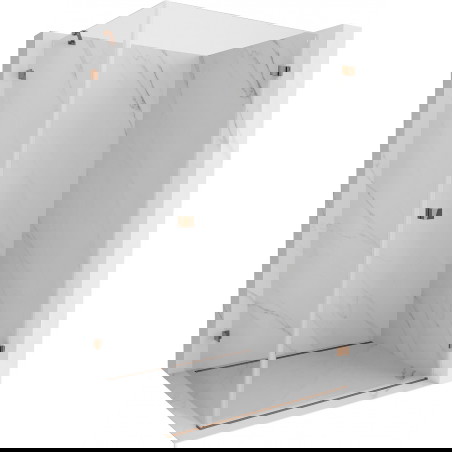 Mexen Lunar-B desna nihajna tuš kabina 95 x 90 cm, prozorna, rožnato zlato - 832-095-090-60-00-P