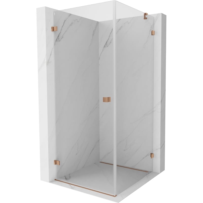 Mexen Lunar-B Duschkabine schwenkbar links 70 x 70 cm, transparent, gebürstetes Kupfer - 832-070-070-65-00-L
