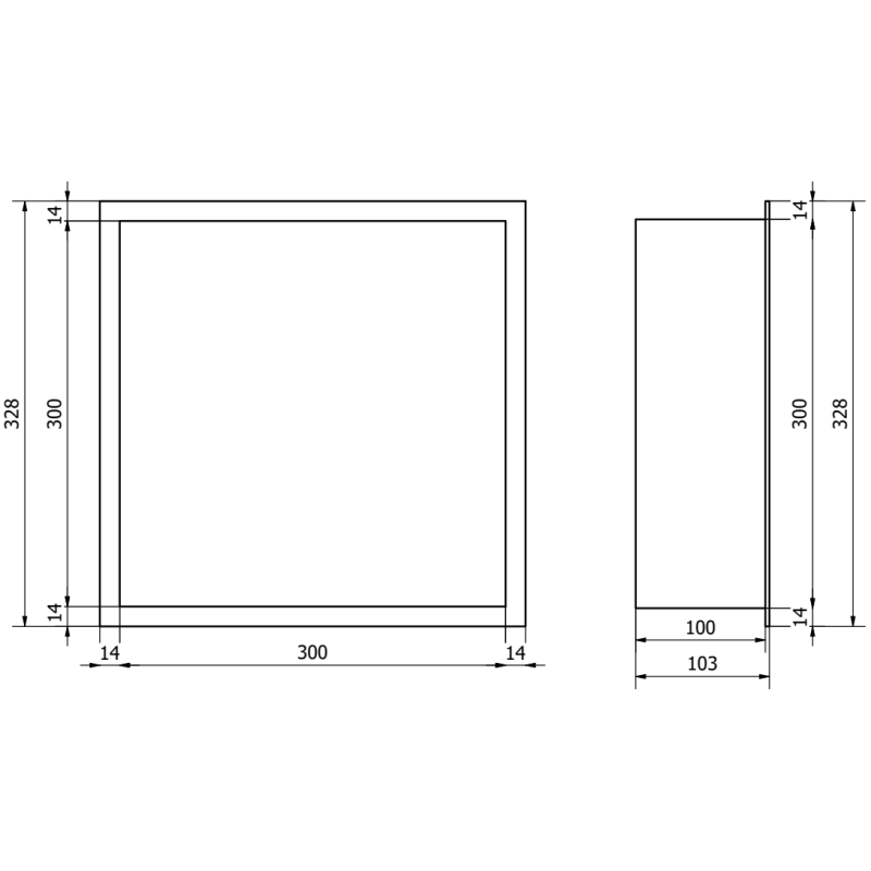 Mexen X-Wall-R mensola a nicchia con flangia 30 x 30 cm, nera - 1970303010