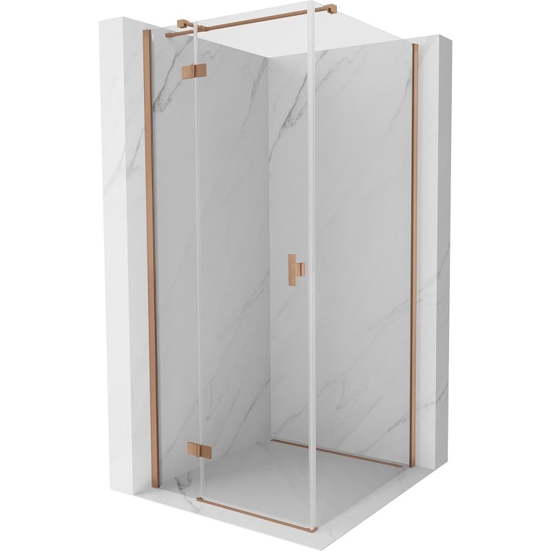 Mexen Mist H T shower enclosure hinged left 90 x 90 cm, transparent, brushed copper - 8A5T-090-090-65-00-L