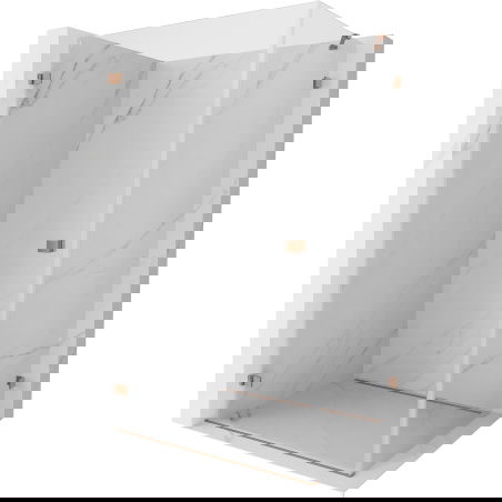 Mexen Lunar-B cabina doccia a battente sinistra 75 x 70 cm, trasparente, rame spazzolato - 832-075-070-65-00-L