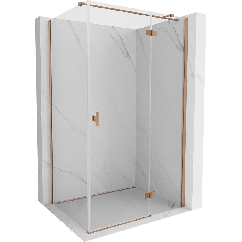 Mexen Mist H T Duschkabine rechts 80 x 70 cm, transparent, gebürstetes Kupfer - 8A5T-080-070-65-00-P