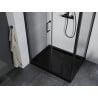 Mexen Apia cabine de douche coulissante 140 x 90 cm, transparente, noire + receveur plat, noir - 840-140-090-70-00-4070B