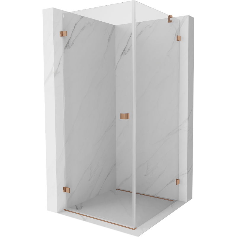 Mexen Lunar-B Duschkabine schwenkbar links 80 x 80 cm, transparent, gebürstetes Kupfer - 832-080-080-65-00-L