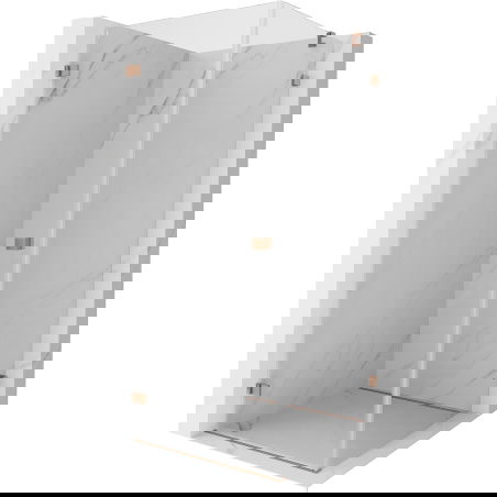 Mexen Lunar-B Duschkabine schwenkbar links 80 x 80 cm, transparent, gebürstetes Kupfer - 832-080-080-65-00-L