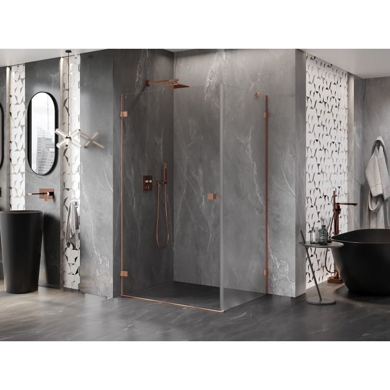 Mexen Lunar-B dušinurk, vasak 85 x 80 cm, läbipaistev, harjatud vask - 832-085-080-65-00-L