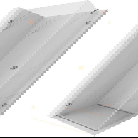 Mexen Lunar-B levo odpirna pršna kabina 90 x 80 cm, prozorna, brušeni baker - 832-090-080-65-00-L