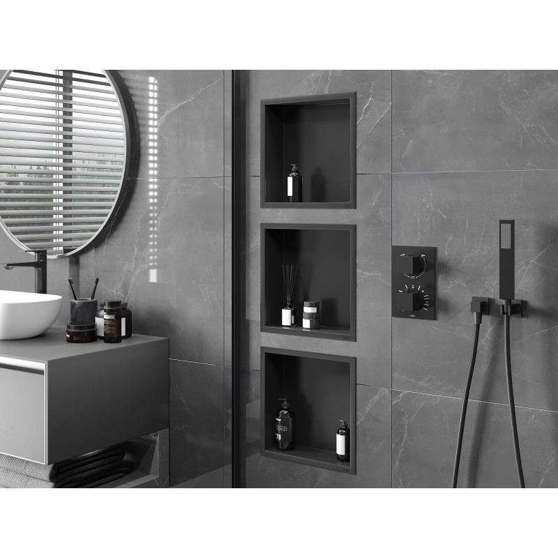Mexen X-Wall-R Einbauablage mit Flansch 30 x 30 cm, schwarz - 1970303010