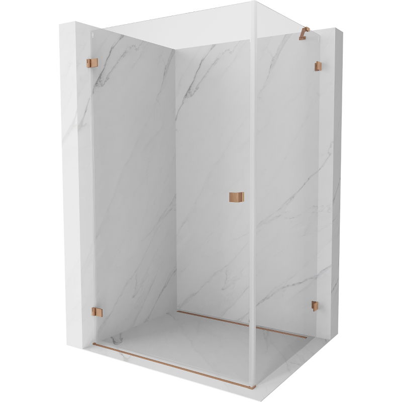 Mexen Lunar-B Duschkabine, schwenkbar, links, 100 x 80 cm, transparent, gebürstetes Kupfer - 832-100-080-65-00-L