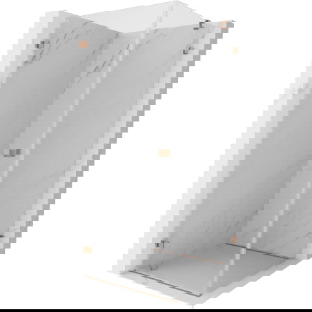 Mexen Lunar-B leva nihajna tuš kabina 90 x 90 cm, prozorna, brušen baker - 832-090-090-65-00-L