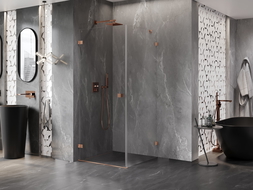 Mexen Lunar-B cabine de douche pivotante gauche 90 x 90 cm, transparent, cuivre brossé - 832-090-090-65-00-L