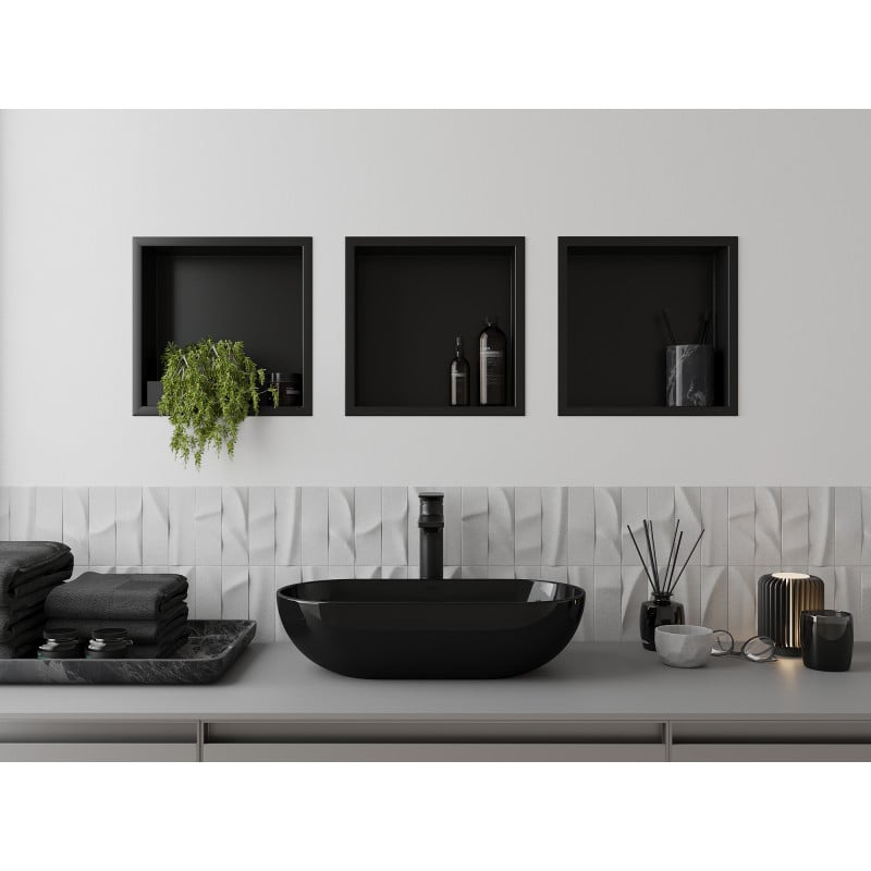 Mexen X-Wall-R nisje plank met flens 30 x 30 cm, zwart - 1970303010