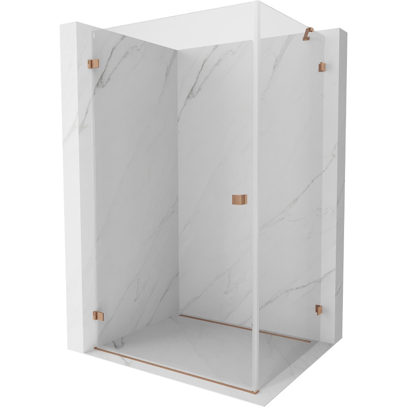 Mexen Lunar-B pivot dušikabiin, vasak 100 x 90 cm, läbipaistev, harjatud vask - 832-100-090-65-00-L