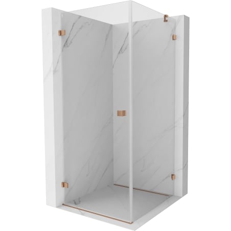 Mexen Lunar-B Duschkabine schwenkbar links 100 x 100 cm, transparent, gebürstetes Kupfer - 832-100-100-65-00-L