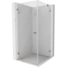 Mexen Lunar-B left hinged shower enclosure 100 x 100 cm, transparent, brushed copper - 832-100-100-65-00-L