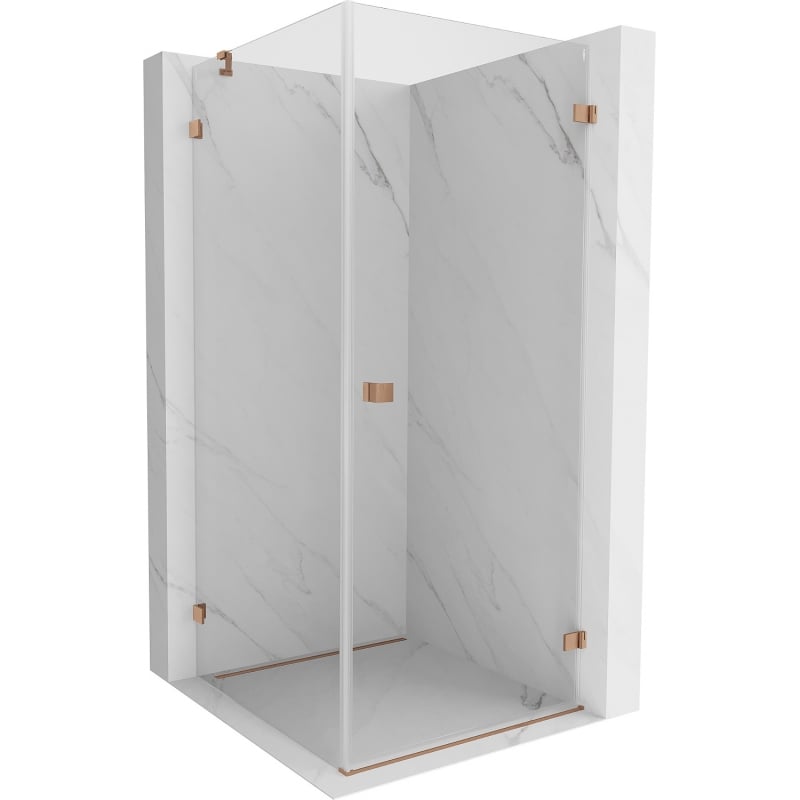 Mexen Lunar-B Duschkabine schwenkbar rechts 70 x 70 cm, transparent, gebürstetes Kupfer - 832-070-070-65-00-P