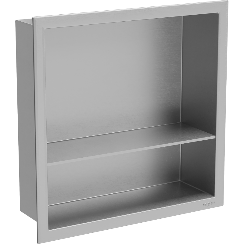 Mexen X-Wall-R étagère encastrée avec rebord et étagère 30 x 30 cm, inox - 1910303010S