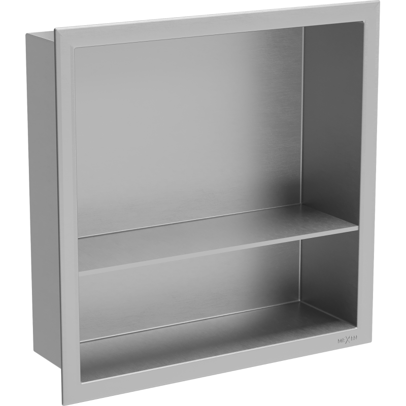 Mexen X-Wall-R Nischenregal mit Flansch und Regal 30 x 30 cm, Inox - 1910303010S