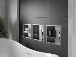 Mexen X-Wall-R Nischenregal mit Flansch und Regal 30 x 30 cm, Inox - 1910303010S
